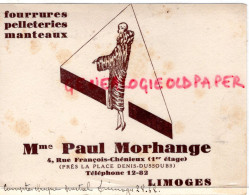 87- LIMOGES -MAGASIN AMME PAUL MORHANGE -FOURRURES PELLETERIES MANTEAUX-4 RUE FRANCOIS CHENIEUX-PLACE DENIS DUSSOUBS - Kleding & Textiel