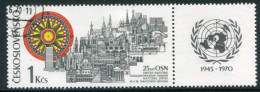 CZECHOSLOVAKIA 1970 UNO 25th Anniversary With Label Used Michel 1945 Zf - Used Stamps