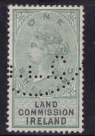 Ireland Fiscal / Revenue Land Comission 1/- Green Barefoot 10 Good Used - Oblitérés