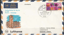 BRD Flugpost /Erstflug LH282 Boeing 737 Bremen - Amsterdam  1.4.1968 Ankunftstempel 1.4.1968 ( FP 346) - Premiers Vols