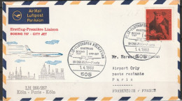 BRD Flugpost /Erstflug LH266 Boeing 737 Köln - Paris  1.4.1968 Ankunftstempel 1.4.1968 ( FP 347) - Premiers Vols