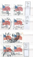 USA 1994 Old Glory Blue "G" Rate C.32 - Cpl Issue Coil+Plate # , 2/3 Sides + Pane With 3+3 And 2+2 Pairs - VFU Condition - Roulettes (Numéros De Planches)