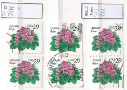 USA 1993 African Violet C.29 SC.#2486 Cpl Issue With Booklet Pairs 3+3 And 2+2 All In VFU Condition - 1981-...