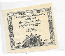 Assignat De 1793 Quinze Sols Payable Au Porteur - Ohne Zuordnung