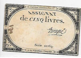 Assignat De Cinq Livres - Unclassified