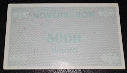 BOSNIA AND HERZEGOVINA- NOVČANI BON, VOUCHER 5000 DINARA 1992. TRAVNIK - Bosnie-Herzegovine