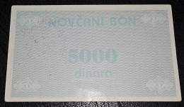 BOSNIA AND HERZEGOVINA- NOVČANI BON, VOUCHER 5000 DINARA 1992. TRAVNIK - Bosnië En Herzegovina