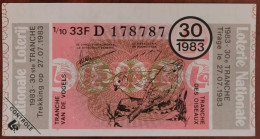 Billet De Loterie Nationale 1983 30e Tr - Tranche Des Oiseaux - 27-7-1983 - Billetes De Lotería