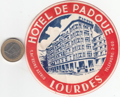 ETIQUETA - STICKER - LUGGAGE LABEL  HOTEL DE PADOQUE   - LOURDES  - FRANCE - Etiquetas De Hotel