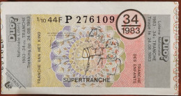 Billet De Loterie Nationale 1983 34e Tr SuperTranche Des Enfants - 24-8-1983 - Billetes De Lotería