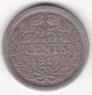 Netherlands. 25 Cents 1917 Wilhelmina, En Argent, KM# 146 - 25 Centavos