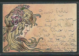 Art Nouveau, Jeune Femme, Très Belle Carte Souvent Attribué à MEUNIER - Meunier, G.