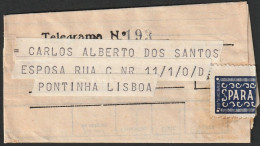 Telegram/ Telegrama - Lisboa > Pontinha -|- Postmark - Benfica. Lisboa. 1961 - Cartas & Documentos