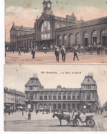 Lot De 2 Gares, Liège Gare De Longdoz Et Bruxelles, La Gare Du Nord - Estaciones Sin Trenes