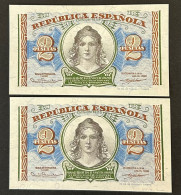 CRBS0910 PAREJA CORRELATIVA BILLETES ESPAÑA 2 PESETAS EMISION 1936 SIN CIRCULAR - 1-2 Peseten