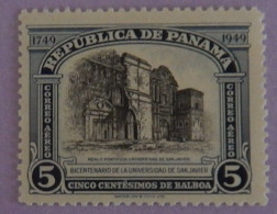 PANAMA YT PA 109 NEUF**MNH" BICENTENAIRE DE L UNIVERSITE SAINT FRANCOIS XAVIER" ANNÉE 1949 - Panama