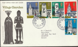 Great Britain   .   1972   .  "Village Churches"   .   First Day Cover - 5 Stamps - 1971-1980 Dezimalausgaben