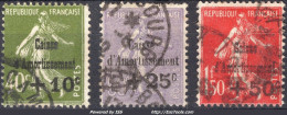 TIMBRE FRANCE SEMEUSE SERIE CAISSE D'AMORTISSEMENT N° 275/277 OBLITEREE - COTE 260 € - 1927-31 Sinking Fund