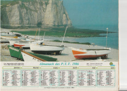 Calendrier-Almanach Des P.T.T 1986 Falalise D'Etretat (76) Menton (06)-OLLER Département AIN-01-Référence 441 - Formato Grande : 1981-90