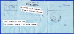 Telegrama Internacional - Lisboa > Consulado General De Portugal En Barcelona -|- Postmark - Barccelona. 1969 - Telegrafi