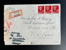 NORWAY NORGE 1943 CENSORED LETTER BODO TO HEERENVEEN 07-10-1943 NOORWEGEN - Covers & Documents