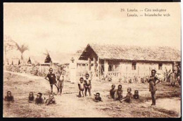 RUANDA URUNDI(1928) Native Village. Illustrated Postal Card Of Belgian Congo Overprinted For Use In Ruanda-Urundi. Sepia - Stamped Stationery