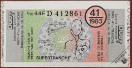 Billet De Loterie Nationale 1983 41e Tr SuperTranche De La Semaine Du Cœur - Billetes De Lotería