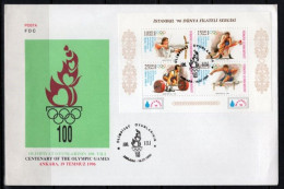 1996 TURKEY CENTENARY OF THE OLYMPIC GAMES FDC - FDC