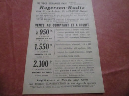 ROGERSON=RADIO - 23, Rue Auboin à CLICHY - Vente Au Comptant Et à Crédit - Autres & Non Classés