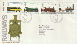 Great Britain   .   1975   .  "150th Anniversary Of Public Railways"   .   First Day Cover - 4 Stamps - 1971-1980 Decimal Issues