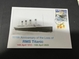 21-12-2023 (2 SW 42) 111th Anniversary Of The Loss Of RMS Titanic (14th Aprl 1912 - 14th April 2023) Titanic Stamp - Sonstige (See)