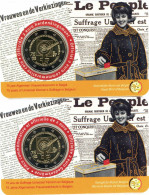Belgique 2023 : Lot De 2 Coincards De La 2€ Commémorative '75 Ans Du Suffrage Universel Féminin' - EN FRANCE - Belgien