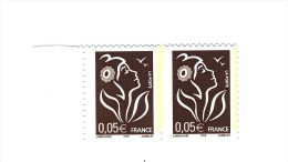 Lamouche 0.05 € ITVF Type II ( TD 215 ) YT 3754b : Paire BDF Gauche Une Demi-bande Tenant à 2 Demi-bandes. Voir Le Scan. - Unused Stamps