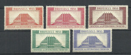 Belgium Belgique Bruxelles Brussels 1935 Universal And International Exhibition Advertising Stamps Reklamemarken MNH - Erinnophilie