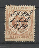 SCHWEIZ Switzerland O 1874 Canton Basel Stadt Wechselstempel Marke 7 C. - Fiscale Zegels