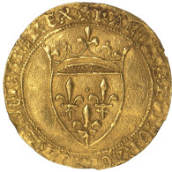 Charles VI Le Fol-Écu D'or à La Couronne 1411 Montpellier - 1380-1422 Carlos VI El Bien Amado