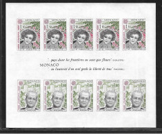 Monaco Bloc N°18a** NON Dentelé. Europa 1980 (S.G.Colette, M.Pagnol). RARE. Cote 540€ - Blocs