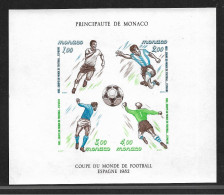 Monaco Bloc N°21a** Non Dentelé. Coupe Du Monde De Football, Espagne 1982. Cote 450€. - Plaatfouten En Curiosa