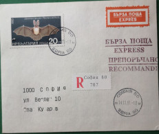 Bulgarien 1990 Bedarfsbrief Express/Recommande Fledermaus (1983) - Oblitérés