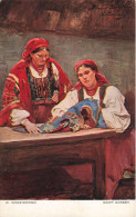 ARTS - Tableau - W Wodzinowski - Nowy Gorset - Femmes En Tenues Traditionnelles Pliant Un Linge - Carte Postale - Peintures & Tableaux