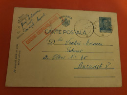 Roumanie - Entier Postal De Domnestii Pour Bucarest En 1942 Avec Cachet De Contrôle - D 321 - Postal Stationery