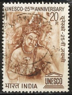 India 1971 - Mi 530 - YT 328 ( 25th Anniversary Of UNESCO - Painting At The Ajanta Caves ) - Gebraucht