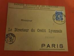 Alsace Lorraine - Oblitération Ambulant Sur Grand Fragment Commercial De Mulhouse Pour Paris En 1888 - D 337 - Covers & Documents