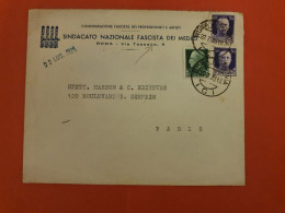 Italie - Enveloppe Du Syndicat Fasciste De La Médecine De Rome Pour Paris En 1938 - D 345 - Marcofilie