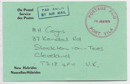 NEW HEBRIDES CARD POSTAL SERVICE DES POSTES POSTAGE PAID 18 JAN 1979 PORT VILA TO UK - Neufs