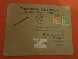 Enveloppe Commerciale En Recommandé De Paris Pour L'Algérie En 1936 - D 385 - 1921-1960: Modern Period