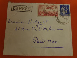 Enveloppe  En Exprès De Vannes Pour Paris En 1938 - D 390 - 1921-1960: Periodo Moderno