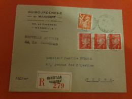 Enveloppe Commerciale En  Recommandé De Marseille Pour Vichy En 1942 - D 400 - 1921-1960: Modern Period