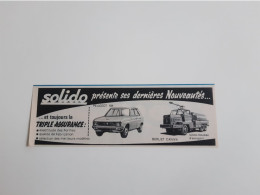 Nouveautés Solido Peugeot 104 Et Berliet Caniva - Publicité De Presse - Altri & Non Classificati