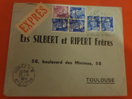 Enveloppe En Exprès De Rodez Pour Toulouse En 1954 - D 402 - 1921-1960: Periodo Moderno